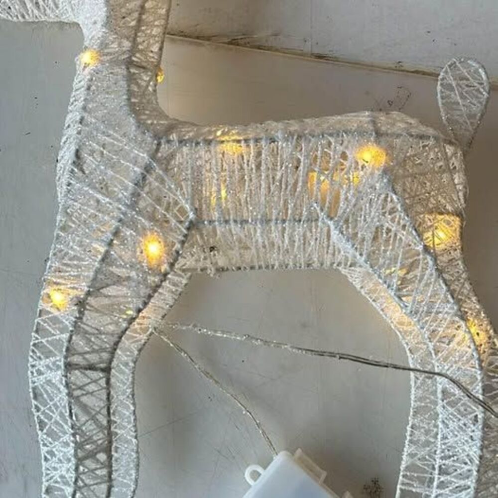 White Winter decor light up deer 16 inch tall